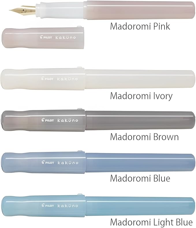 Pilot Kakuno Fountain Pen Madoromi Color Series, Gold (Smiley Face) Fine Nib, Perfect for Beginners and Creative Expression, Pink, PFKA-1MDPF