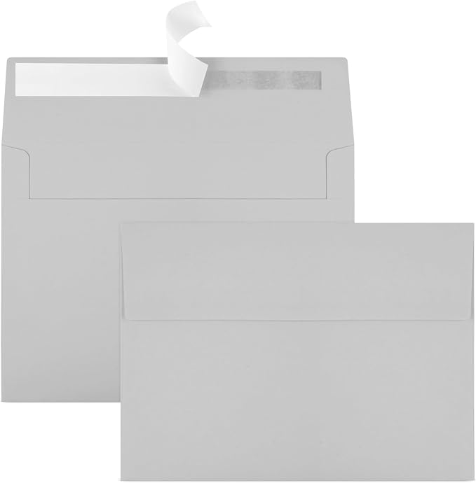 50 Packs 5x7 Dark Gray Envelope 5x7, Dark Gray Invitation Envelopes Self Seal for Weddings, Invitations, Photos, Greeting Cards, Mailing
