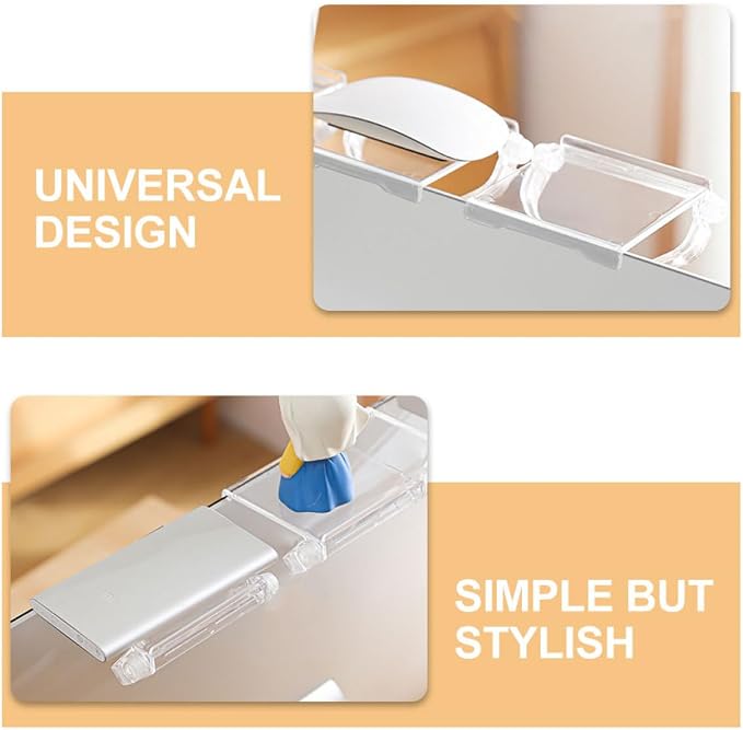 KALLORY 2pcs Tv Top Rack Shelf Adjustable Monitor Storage Shelf Router Stand Small Size Desktop Organizer for Office and Home Use