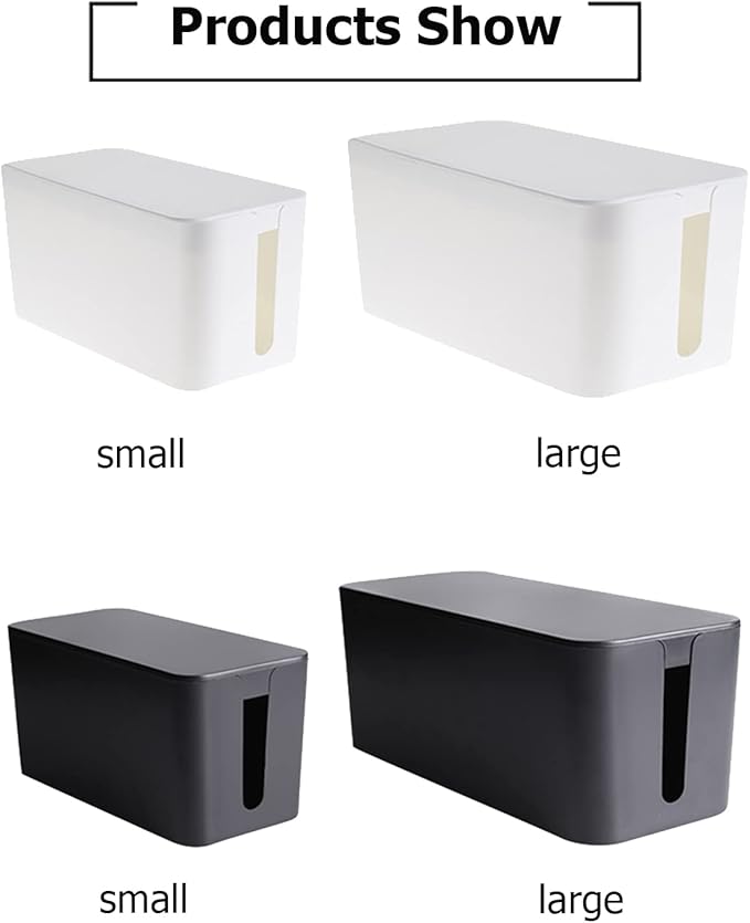 Cable Management Box,Cord Organizer Box for Home and Office System to Cover and Hide, Power Strips, Cords,Surge Protector (Small, Black)