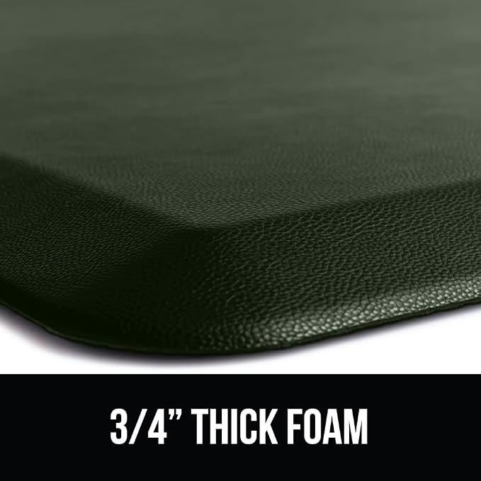 GORILLA GRIP Comfortable Cushioned Kitchen Mats for Floor, 48x20, Waterproof and Stain Resistant Soft Top, 3/4 Inch Thick Ergonomic Standing Desk Anti Fatigue Mat, Foam Supports Feet, Forrest Green