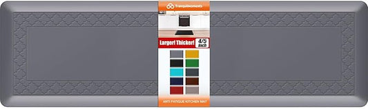 4/5 Inch Thicker Kitchen Mats for Floor Non-Slip Anti Fatigue Comfort Mat Waterproof Kitchen Rug for Sink, Office,Home Stain Resistant Standing Desk Rugs-17.3"x 60", Grey