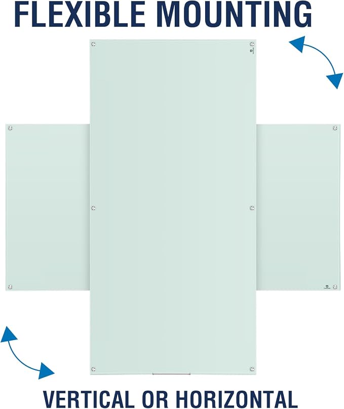 TSJ OFFICE Glass Dry-Erase Board - 8 x 4 Ft Wall Mounted Glass Magnetic Whiteboard, 96" x 48" Extra Large Frameless White Board for Office, Home & School