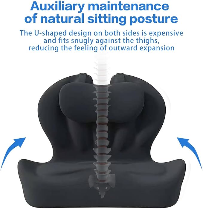 Adjustable Memory Foam Lumbar Cushion - Ergonomic Lower Back Support Pillow with Cotton Cover, Mid-Height Customizable Design for Office Chair, Car Seat, Long Sitting (Black, Large)