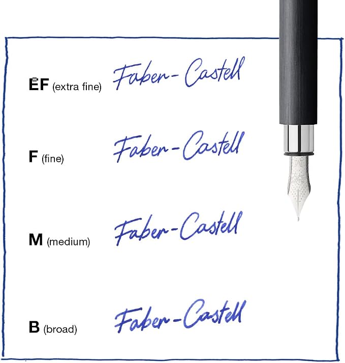 Faber-Castell Ambition Fountain Pen, Black Resin - Medium | Fountain pen with precious resin shaft, stainless steel nib and cartridge converter system, comes with gift box