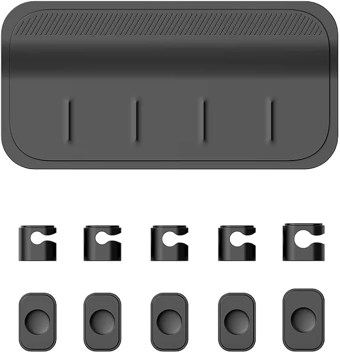 Magnetic Cable Organizer (Minimalist) | Premium Silicone Desktop Cord Management Set | Versatile Magnetic Clips for Home, Office & Workspace | Strong Adhesion, Tidy Desk Solution (Black)