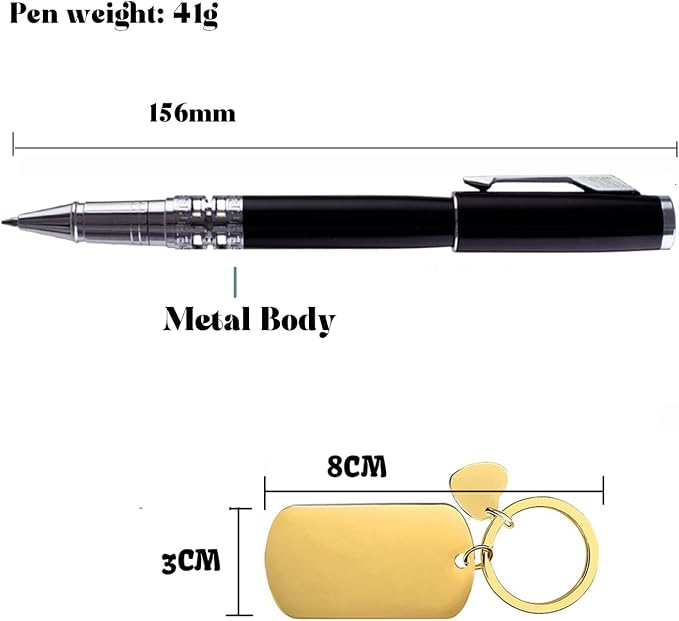 Yastar Custom Gift Pen Set with with a Custom Keychain, 2 extra Black Refills Engrave with your Name Phone Number any Message on Pen - Souvenir Gift for Colleague Friends Business Employees