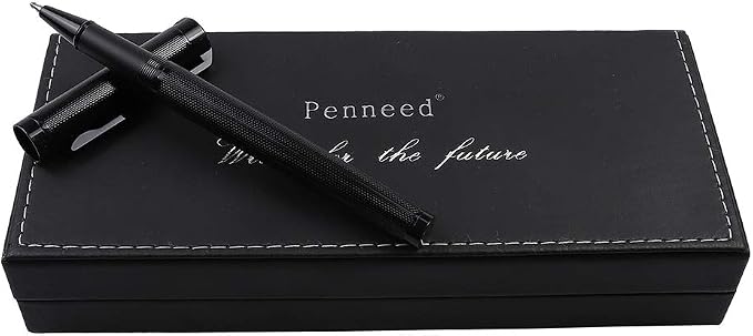 Pemmeed Rollerball Pen Liquid Ink Pens for Women Luxury Box Gel Pen Black Ink Fancy Pen Refillable for Executive Office,Professional,Birthday Nice Pens G8 (Black)