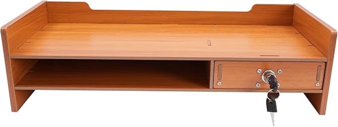 Wooden Computer Monitor Stand Riser Laptop Monitor Riser for PC Screen, iMac, Desktop Wooden Screen Monitor Stand Riser with 3 Drawers for Home Office Desk Organizer, Monitor Stand with Storage