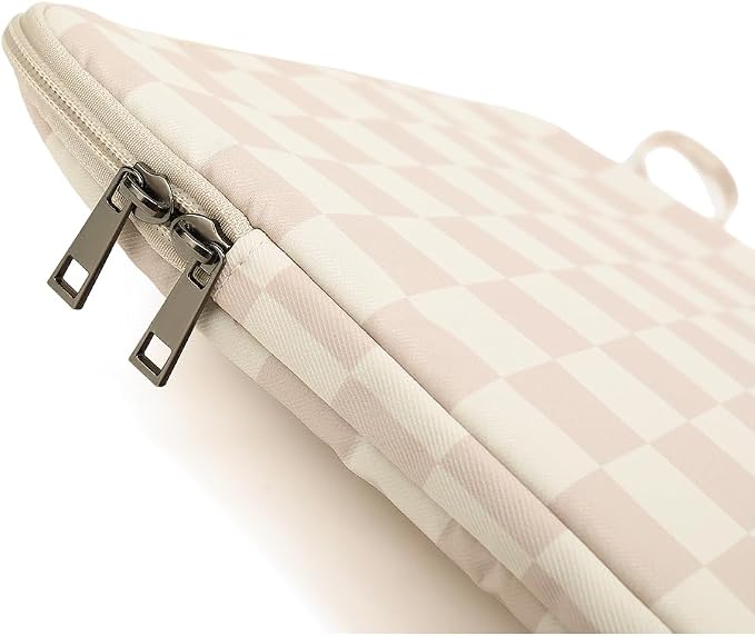 Laptop Sleeve 13.3 inch14 Inch, 15.6inchWater Resistant Traveling Computer Cover with Handle, Shockproof Protective Carrying Laptop Case (Y8-Khaki Checker, 15 inch-15.6 inch)