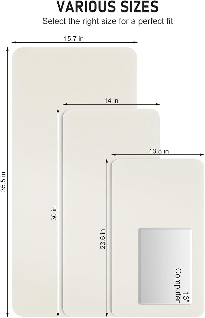 Desk Pad, 35.5" x 17" PU Leather Non-Slip Desk Mat Large Mouse Pad for Desktop, Waterproof Laptop Computer Writing Mat for Office, Home, Work, Gaming, Ivory White