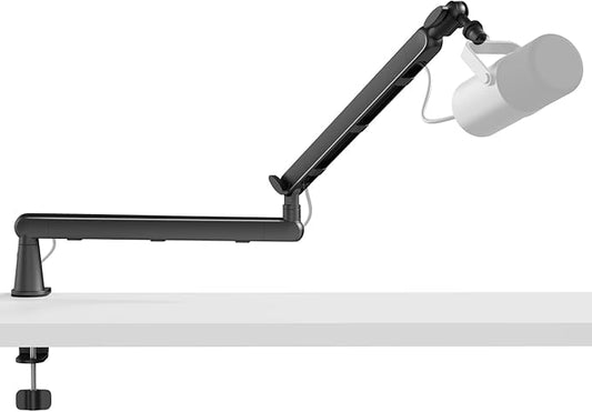 Microphone Boom Arm - Heavy Duty Low Profile Metal Mic Arm Stand with Desk Clamp & Cable Management, 360° Rotatable, Fits Shure SM7B/MV7, Blue Yeti, Fifine AM8, AT2020 for Podcasting & Gaming