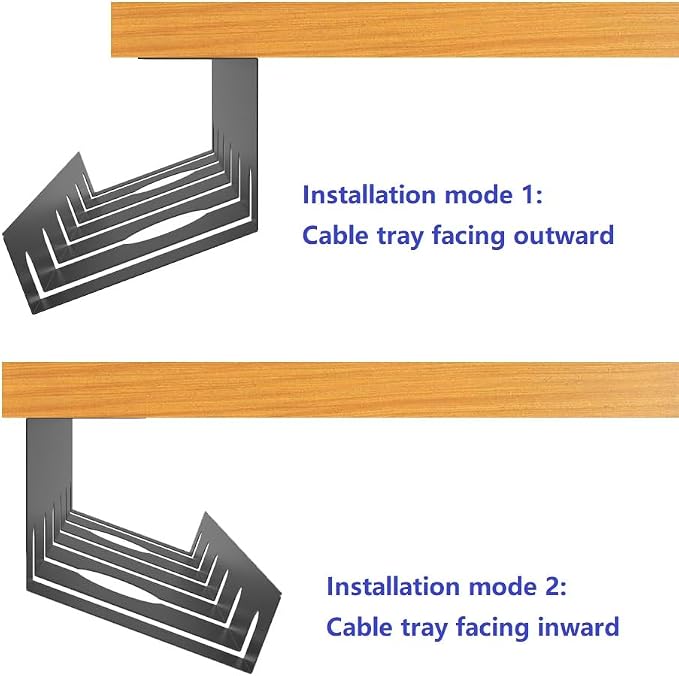 2 Pcs of Under Desk Cable Management Tray for Easy Mounting | Metal U Channel Cable Organizer Box for Office, Home (UnderDeskCM)