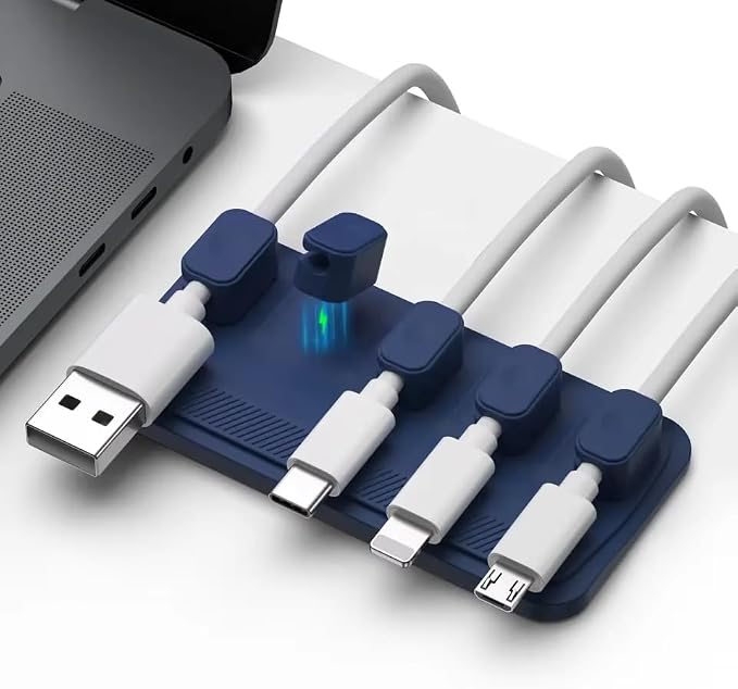 Magnetic Cable Organizer (Minimalist) | Premium Silicone Desktop Cord Management Set | Versatile Magnetic Clips for Home, Office & Workspace | Strong Adhesion, Tidy Desk Solution (Gray)
