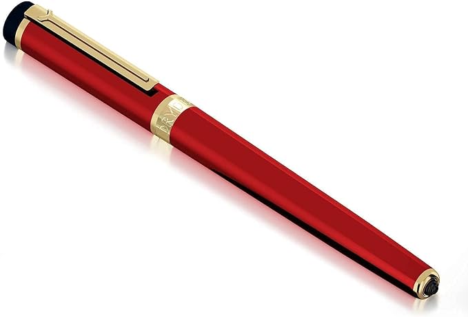 Dryden Designs Fountain Pen Medium Nib Gift Pouch - with 24 Ink Cartridges - MCM (Red)