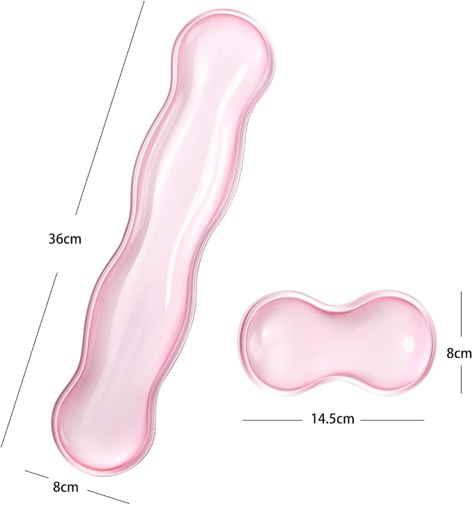Ergonomic Silicone Gel Keyboard and Mouse Wrist Rest Set – Clear Wrist Rest for Keyboard 60%/68%/75%, Comfort & Support for Typing and Gaming(Pink)
