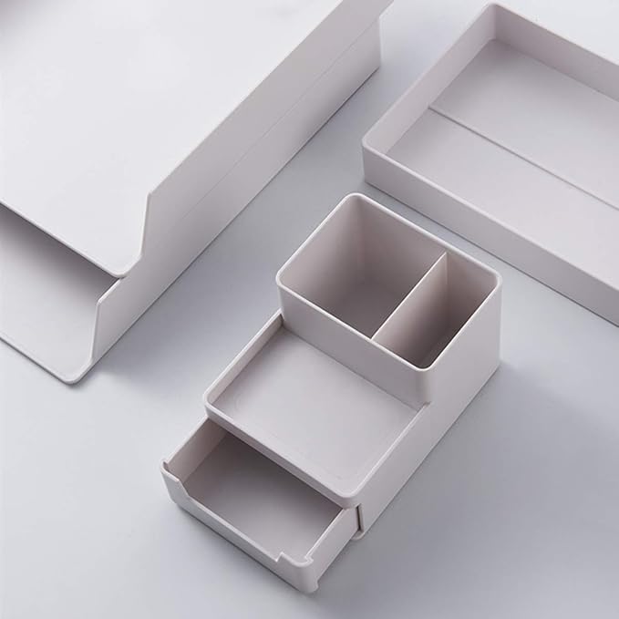 Desk File Organizer Vertical Document Letter Tray Wall File Holder with Drawer Organizer for Office Home (White, Small)