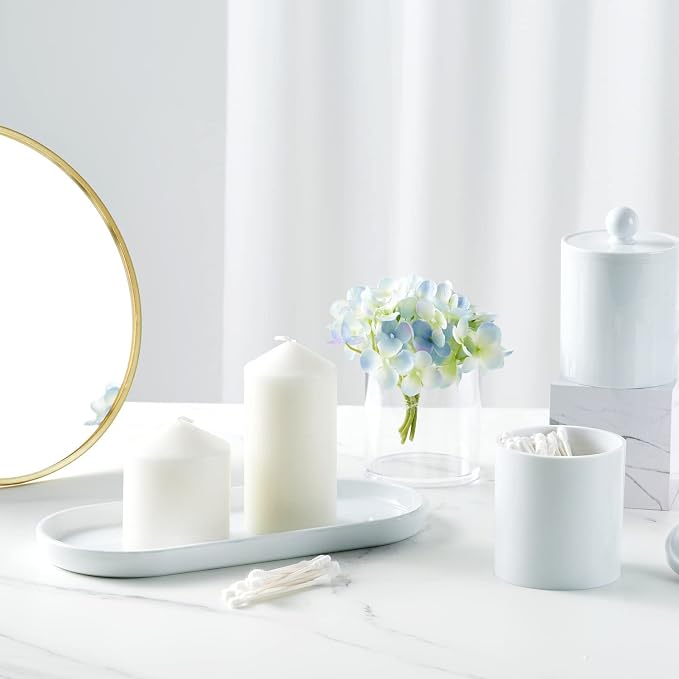 SheeChung Acrylic Vanity Tray, Bathroom Makeup Organizer Countertop, White | 9.65" x 4.5", Perfume Jewelry Candle Dispenser Catchall Tray, Sturdy Holder for Cabinet Shelf Closet Drawer Organizer, 2 Pack