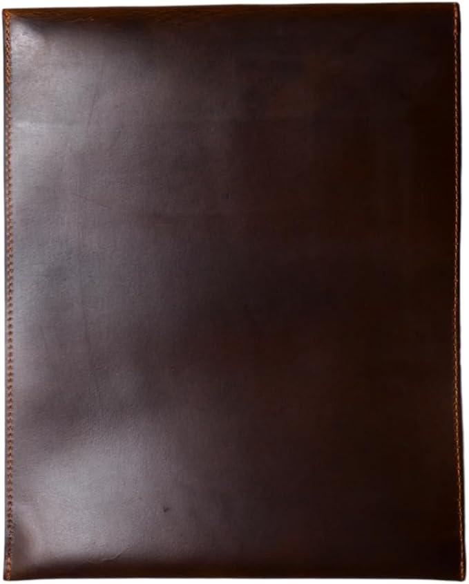 Leather Mailing Envelope Document Holder, Leather Portfolio Binder,A4 Letter Size Filing Folder,Gummed Folder Case Vertical Protector, Office Padfolio, Handmade Desk Accessories (Bourbon Brown)