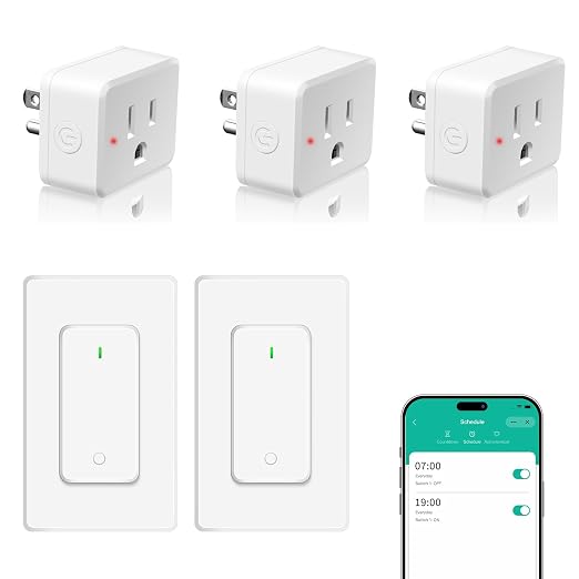 NineLeaf Slim WiFi Smart Plug w Switch, Remote App Control, 15A/1500W, Compatible with Alexa/Google Home via Tuya, Compact Design Control Anywhere,Timer/Schedule, TUV FCC, 2.4G Only(2Remotes 3Outlets)