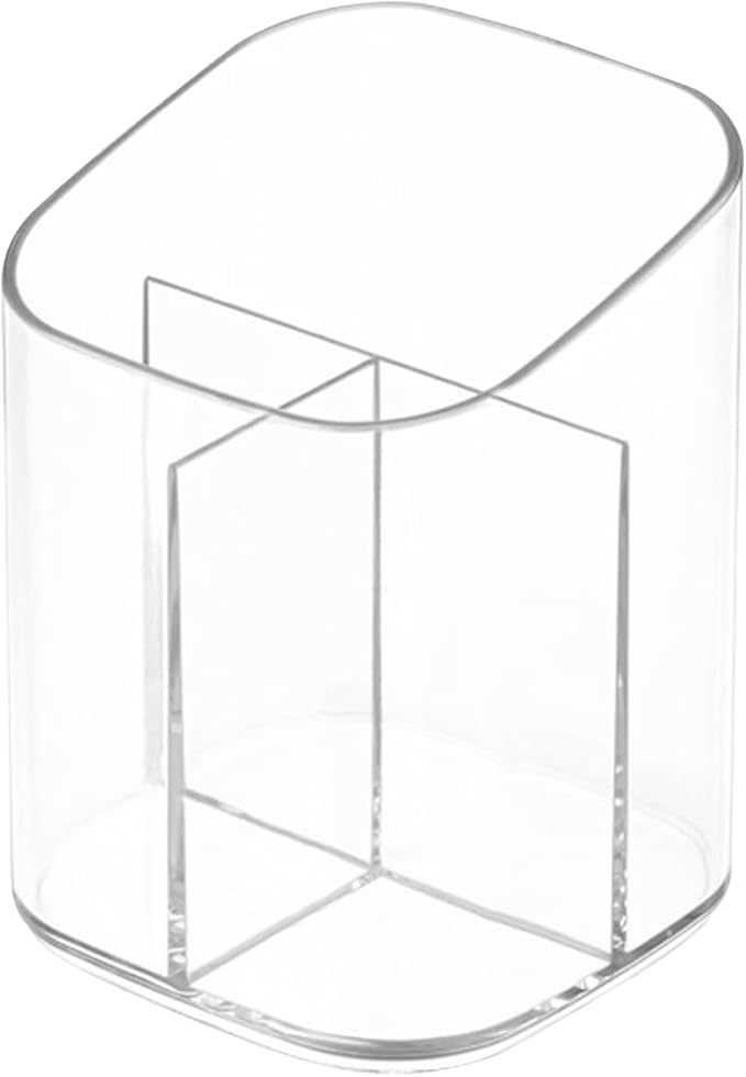 Newkita Acrylic Clear 3 Slots Pencil Pen Holder for Desk, Desktop Makeup Brush Storage Organizer Pen Cup Stand for Office School Home