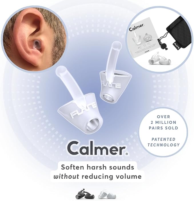 Flare Audio Calmer | Noise Reducing Ear Plugs Alternative | Silicone Reusable Ear Plugs for Noise Sensitivity, Focus and Travel | Ear Plugs for Noise Reduction (pro mini, White)