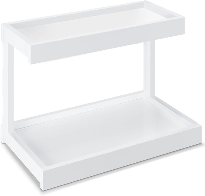MARTY Counter Shelf Organizer, 2 Tier Spice Rack for Countertop, White | Coffee Bar/Station/Syrup Organizer for Countertop, 15.75''Lx8.9"W Large Desk Shelf Riser, for Kitchen Bathroom Bedroom Office