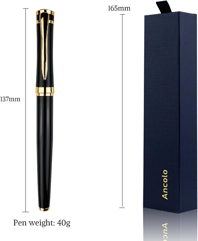 Ancolo Personalized Black Executive Business Pens - Medium Point with 10 Black Ink Refills Custom with Your Name or Message, Gift for Students/Teacher/Manager/Lawyer/Professor 5PCS/Pack