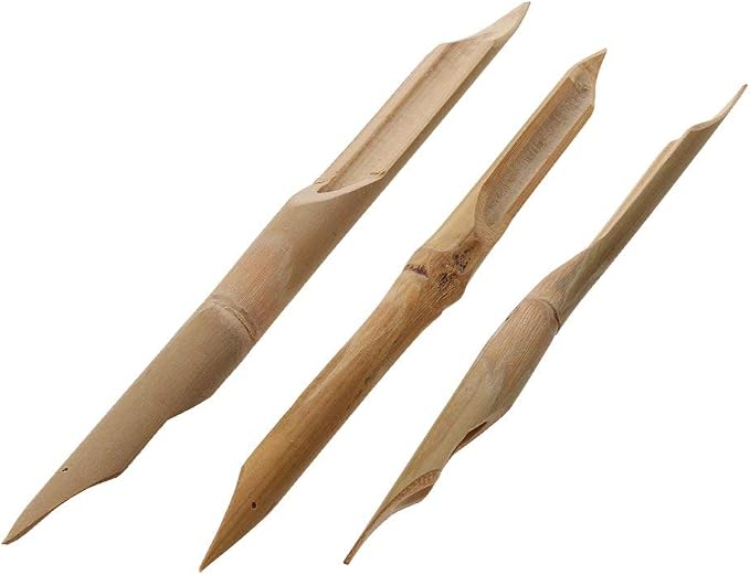COMIART 3 Pcs Double Head Hard Strong Bamboo Reed Pens Pottery Ceramic Shaping Tools Polymer Clay Tool