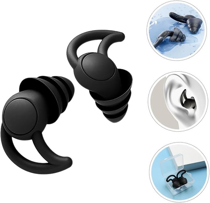 2pcs Noise Cancelling Silicone and Work Musician Soft Soundproof Protection for Noise Reduction Portable Black for Rest and Focus
