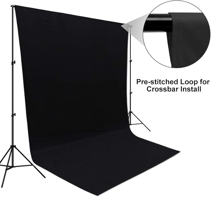 CPLIRIS 10x12ft Black Backdrop for Photography, Large Seamless Polyester Fabric Pure Black Photo Backdrop Curtain for Portrait Photoshoot Party Video