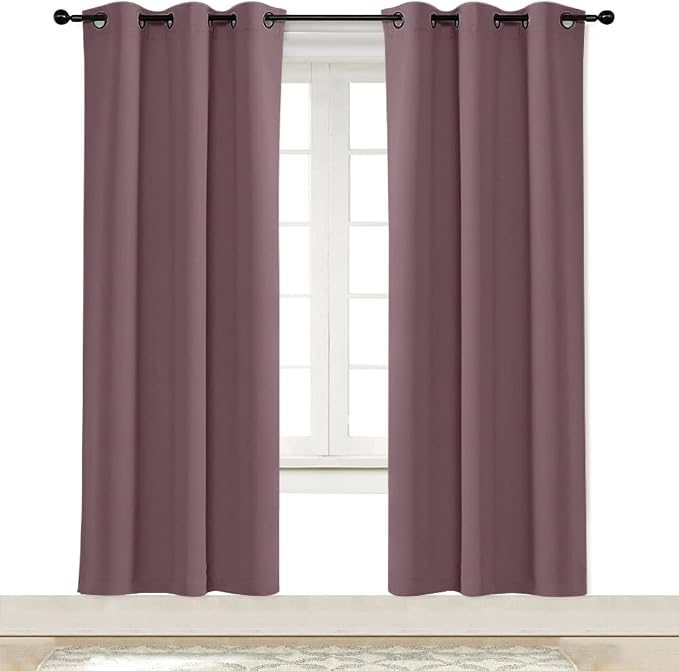 NICETOWN Blackout Curtain Blind for Bedroom, Single Panel, W34 x L72 inches, Dry Rose, Thermal Insulated Grommet Blackout Room Darkening Drape/Drapery