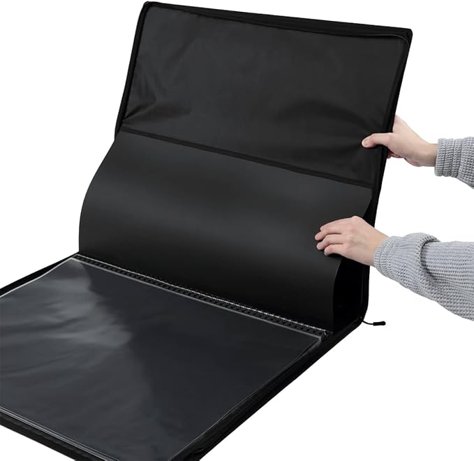 Picturesque Pro Presentation Case- Professional Art Portfolio Folder for Artwork up to 24x36- Zippered Case - Archival Storage Solution w/Two Removable Spiral-Bound Refill Books of 20 Clear Sleeves