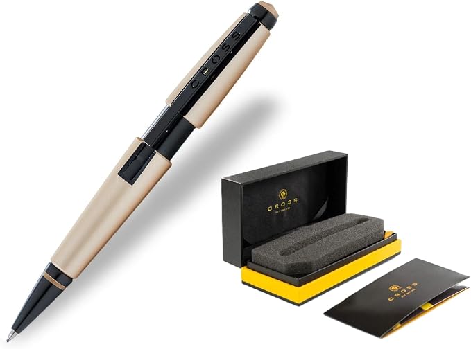 Cross Edge™ Matte Hazelnut Lacquer Rollerball Pen with Contrasting PVD Appointments