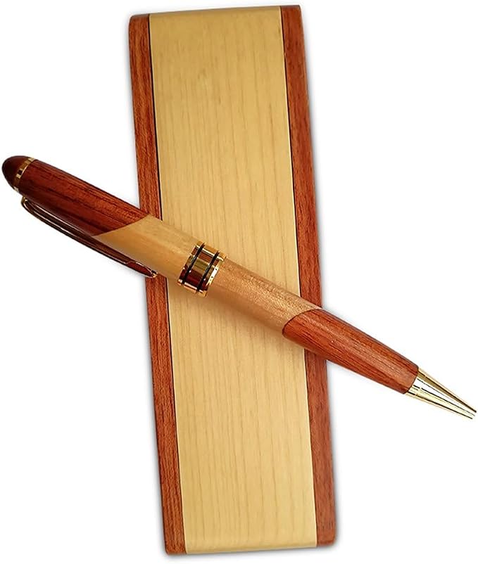 Renawe Luxury Wooden Ballpoint Pen Gift Set with Business Pen Case Display, Nice Writing Pen with Box and Gel Ink Refills Fancy Business Wood Pens Stand for Men Women Designer Cool Executive Pen