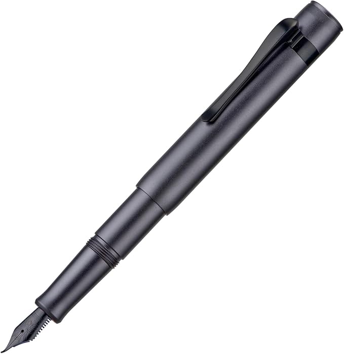 HONG DIAN M2 Black Forest Mini Fountain Pen, Bent Nib & Sleek Shape Aluminium Short Pocket Travel Pen (Space Gray)