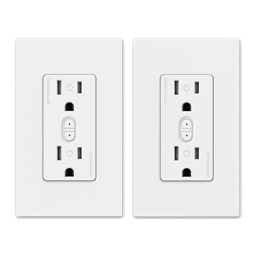 ELEGRP Smart Plug, Smart in-Wall Outlet Compatible with Alexa and Google Assistant, 2.4GHz Wi-Fi Smart Receptacle with Energy Monitoring, No Hub Required, UL Listed, White, 2 Pack