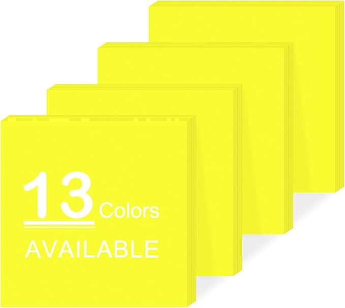 Super Sticky Notes,Self-Stick Note Pads 3 x 3 in,400 Sheets Sticky Notepad Bulk Post,Office Supplies,School Supplies,Christmas Decor (Bright Yellow, Sticky Notes 3x3)