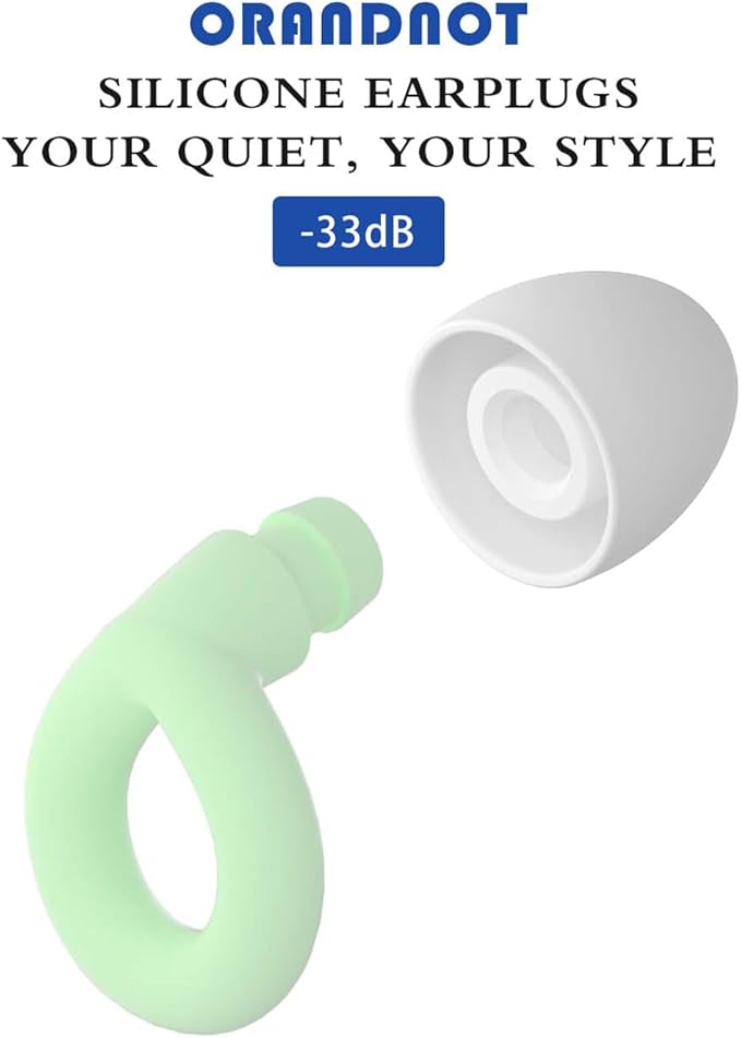 Silicone Ear Plugs for Noise Reduction, Reusable Ear Plugs for Sleeping Noise Cancelling, Concerts, Motorcycle, Travel & Hearing Protection NRR 33dB - 8 Ear Tips in XS/S/M/L, Green