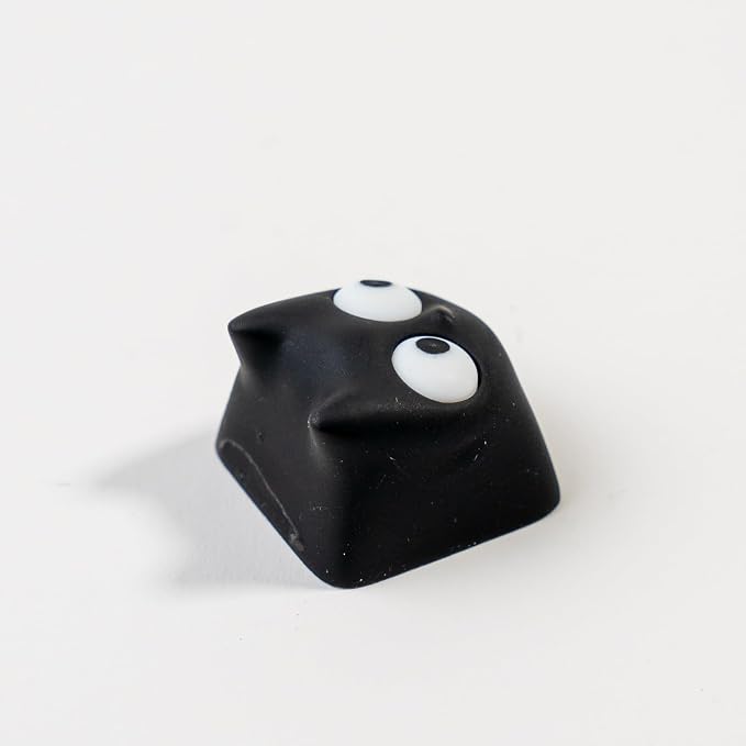 Artisan Cat Keycap, Black Surprised Cat Handmade Resin, 1U Size MX Switch Compatible Decorative Keycap for Gaming and Typing (MMK-HM)