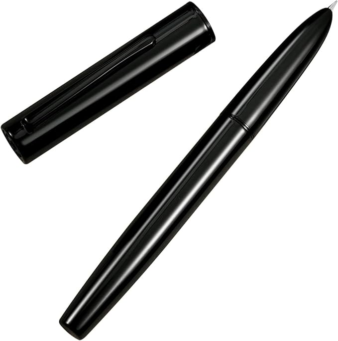 HONG DIAN C1 Fountain Pen Extra Fine Nib, Glossy Black & Classic Retro Design Metal Pen with Ink Converter