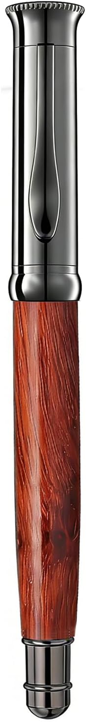 Luxury Rose Wood Rollerball Pen Set, 0.5mm Black Ink Handcrafted Rose Wood Signature Pen, Professional Executive Pens with Metal Box for Men Women