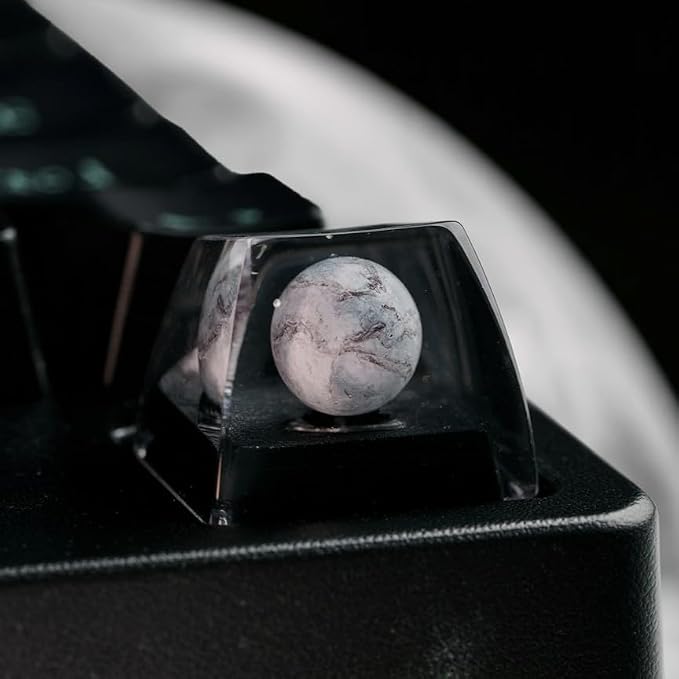 Moon Satellite Planet Artisan Keycap Solar System - 1U ESC, R1 SA Profile Custom Handmade Resin Cherry MX Switch Key Cap Mechanical Keyboard, Cool Tech Gifts for Men, Dad, Father, Gamer, Space Lover
