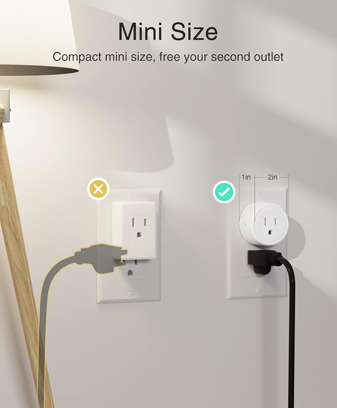 GHome Smart Mini Smart Plug Works with Alexa and Google Home, WiFi Smart Outlet Socket Remote Control Timer Function, Only 2.4GHz Network, No Hub Required, ETL FCC Listed, White