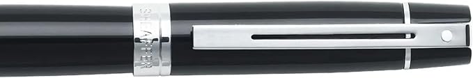 Sheaffer 300 Glossy Black Fountain Pen with Chrome-Plated Trim and Fine Nib