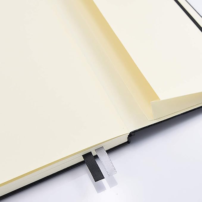 Guissi Classic Dotted Grid Bullet Notebook Journal Dot HardCover A5 Thick Acid-Free Paper with Inner Pocket Leather Office School Supplies 144 Pages