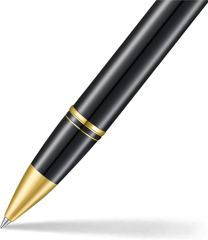Sheaffer Legacy 9065 Rollerball Pen, Black Tuxedo Medalist Finish with 14KT PVD Gold Trim, Includes Custom Leather Pouch & Luxury Gift Box