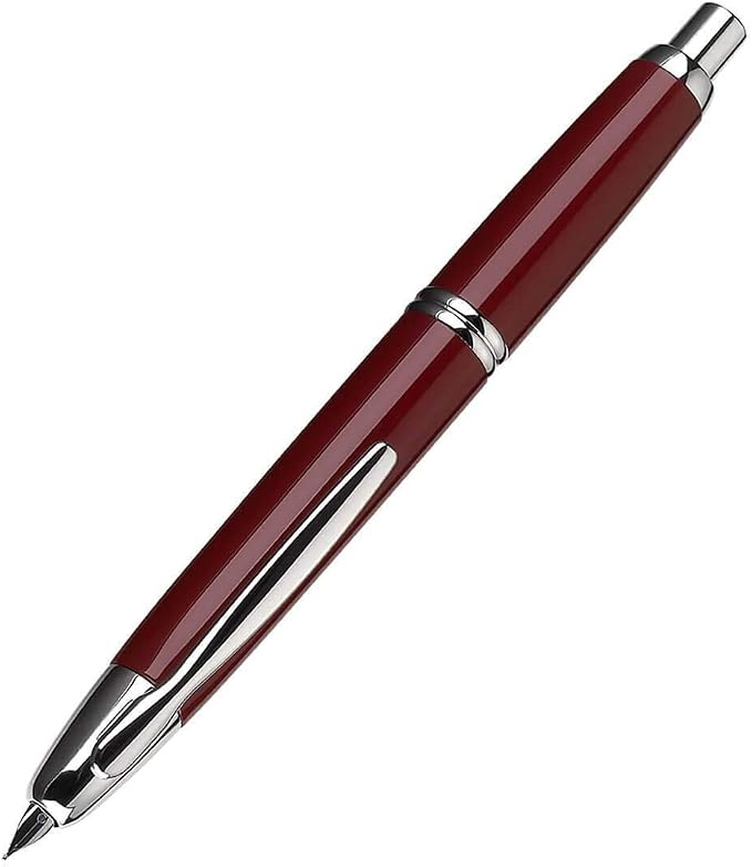PILOT Vanishing Point Collection Refillable & Retractable Fountain Pen, Red Barrel with Rhodium Accents, Blue Ink, Medium Nib (60244)