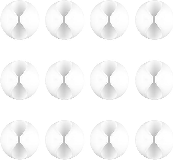 12 Pack Cable Clips, Adhesive Cord Organizer Holder for Desk White | Removable, Strong Adhesion, Leave No Trace, Cable Management for Car Cubicle Nightstand, Home Office Essentials