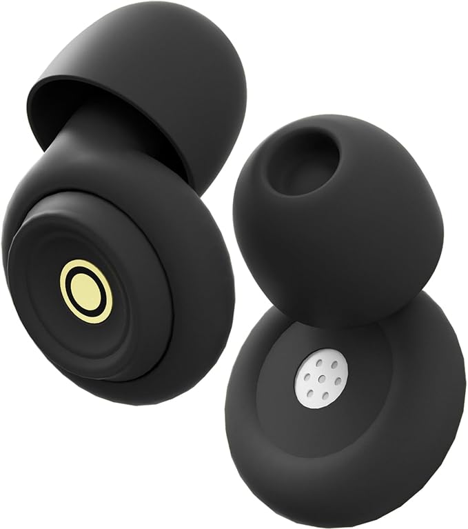 Ear Plugs for Sleeping Ultra-Comfy Silicone Earplugs for Concerts Noise Cancelling Reusable Noise Reduction Earbuds for Travel Focus Work 33-45dB Hearing Protection with 9 Tips & Case (Black)